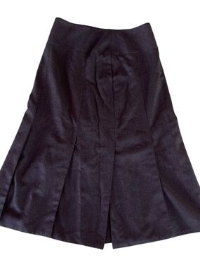 Escada Black Gray Wool A-Line Flared Midi Skirt